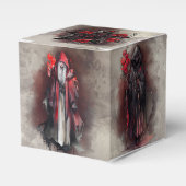 hekserij | Rode heks met donkere gotische schaduwe Bedankdoosjes (Voorkant Zijde)