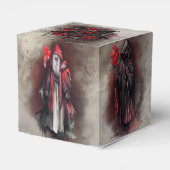 hekserij | Rode heks met donkere gotische schaduwe Bedankdoosjes (Achterkant)