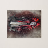 hekserij | Rode heks met donkere gotische schaduwe Legpuzzel (Horizontaal)