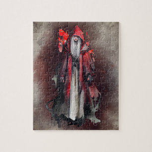 hekserij   Rode heks met donkere gotische schaduwe Legpuzzel