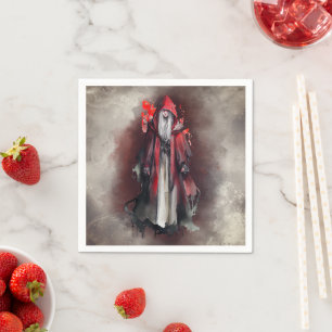 hekserij Rode heks met donkere gotische schaduwe Servet