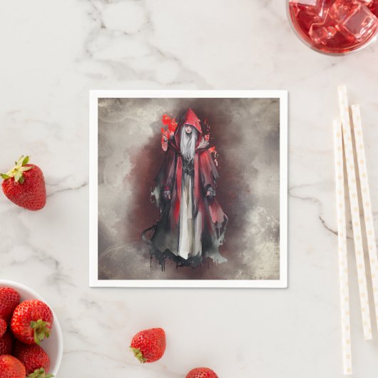 hekserij | Rode heks met donkere gotische schaduwe Servet (Insitu)