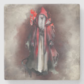 hekserij | Rode heks met donkere gotische schaduwe Stenen Onderzetter (Voorkant)