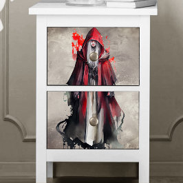 hekserij | Rode heks met donkere gotische schaduwe Tissuepapier