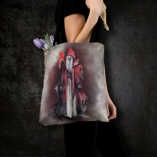 hekserij Rode heks met donkere gotische schaduwe Tote Bag