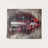 hekserij | Rode heks met donkere gotische schaduwe Wandkleed (Voorkant (horizontaal))