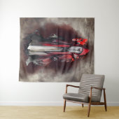 hekserij | Rode heks met donkere gotische schaduwe Wandkleed (In Situ (horizontaal))