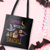 Hekserij & Snacks Grappige Halloween Canvas tas