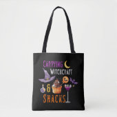 Hekserij & Snacks Grappige Halloween Canvas tas (Voorkant)