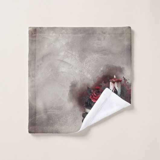 hekserij | Spellbook Tomes en Skull Candle Bad Handdoek (Wasdoekje)