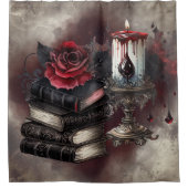hekserij | Spellbook Tomes en Skull Candle Douchegordijn (Voorkant)