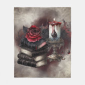 hekserij | Spellbook Tomes en Skull Candle Fleece Deken (Voorkant)