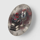 hekserij | Spellbook Tomes en Skull Candle Ronde Klok (Hoek)