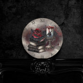 hekserij | Spellbook Tomes en Skull Candle Ronde Klok