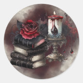 hekserij | Spellbook Tomes en Skull Candle Ronde Sticker (Voorkant)