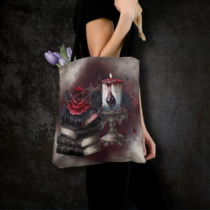 hekserij   Spellbook Tomes en Skull Candle Tote Bag