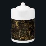 hekserij theepot<br><div class="desc">Kijk naar deze Gothische heks en hekserij compositie-golden elementen op een zwarte achtergrond met een lotusbloempatroon.</div>