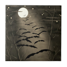 Hekserij Uur Volle Maan Vleermuizen Vintage Hallow