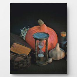 Hekserijobjecten op een tafel in een donkere kamer fotoplaat