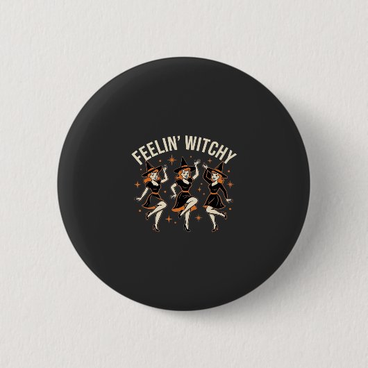 Heksig Halloween Heksen Dans Ronde Button 5,7 Cm (Voorkant)