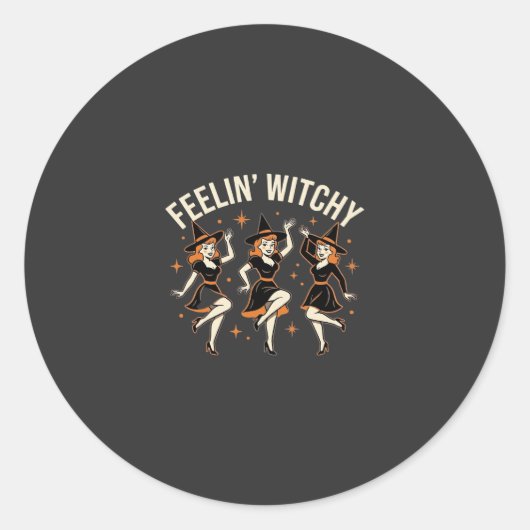 Heksig Halloween Heksen Dans Ronde Sticker (Voorkant)