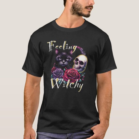 Heksig Zwart Kat Klassiek T-Shirt (Voorkant)