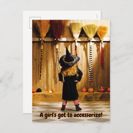 Heksje kiest een bezem uitnodiging briefkaart (Voorkant / Achterkant)