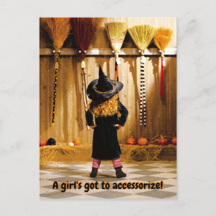 Heksje kiest een bezemsteel uitnodiging briefkaart