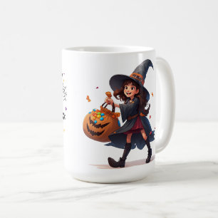 Heksje met snoeppompoen voor Halloween Koffiemok