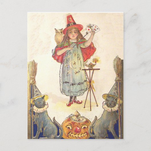 Heksje (Oude Halloweenkaart) Briefkaart (Voorkant)