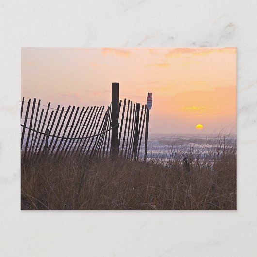 hekwerk zonsondergang briefkaart (Voorkant)