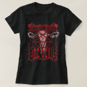 Hel Bent Feminist Ze duizelt Uterus T-shirt (Design voorkant)