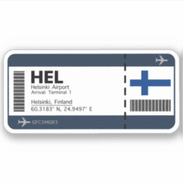 HEL Helsinki, Finland Airport Boarding Pass Sticker