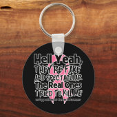 Hel Ja Fake en spectaculaire borstkanker Sleutelhanger (Voorkant)