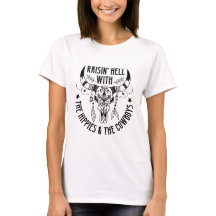 Hel opvoeden met de hippies en cowboys t-shirt