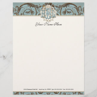 HEL  Parchment Blue Letterhead Resume Paper Briefhoofd