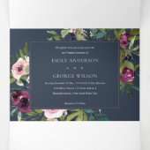 HEL ROZE BURGUNDY NAVY BLOMEN BOeket TROUWEN Drieluik Uitnodiging (Binnenkant midden)