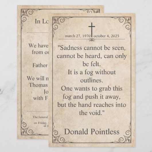 Helaas is het niet te zien - Funeral Card (Voorkant / Achterkant)