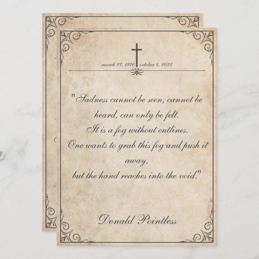 Helaas is het niet te zien - Funeral Card (Voorkant / Achterkant)