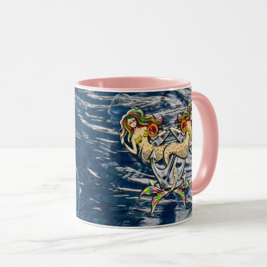 Helaas zeemeerminnen bij anker mok (Voorkant rechts)