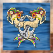 Helaas zeemeerminnen bij anker raamsticker (Vel 2)