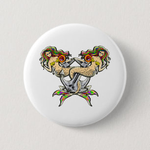 Helaas zeemeerminnen bij anker ronde button 5,7 cm