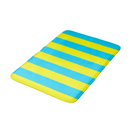 Helblauw en gele strepen badmat (Gekanteld)