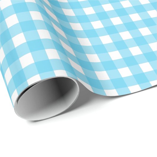 Helcerulean blue gingham cadeaupapier (Rol Hoek)
