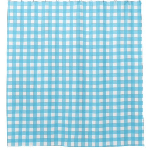 Helcerulean blue gingham douchegordijn (Voorkant)