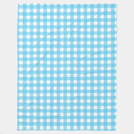 Helcerulean blue gingham fleece deken (Voorkant)