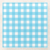 Helcerulean blue gingham glazen onderzetter (Voorkant)