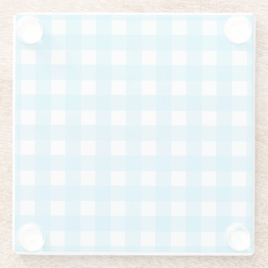 Helcerulean blue gingham glazen onderzetter (Achterkant)