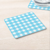 Helcerulean blue gingham kartonnen onderzetters (Schuin)