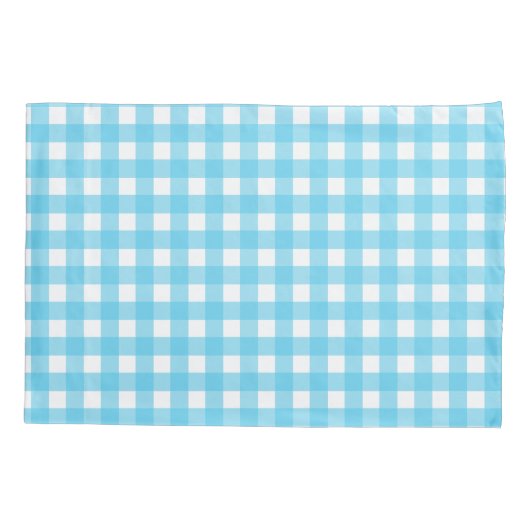 Helcerulean blue gingham kussensloop (Achterkant)